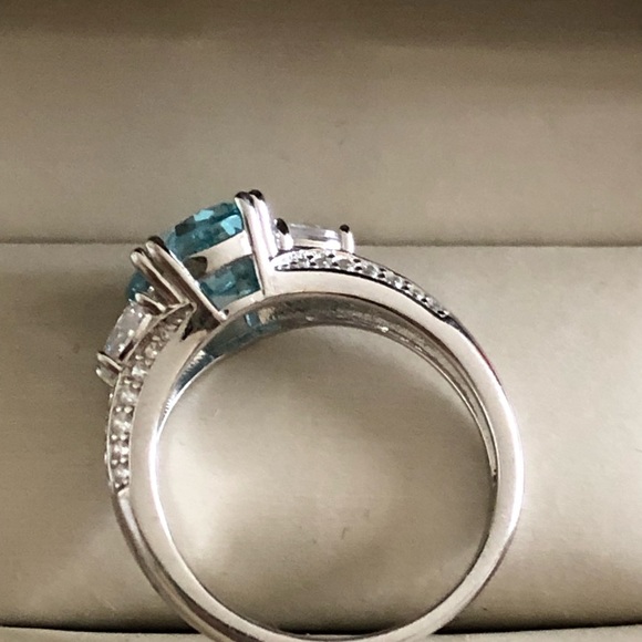 NWOT Sterling Silver Lab Created Blue Topaz & Cubic Zirconia - Picture 5 of 7
